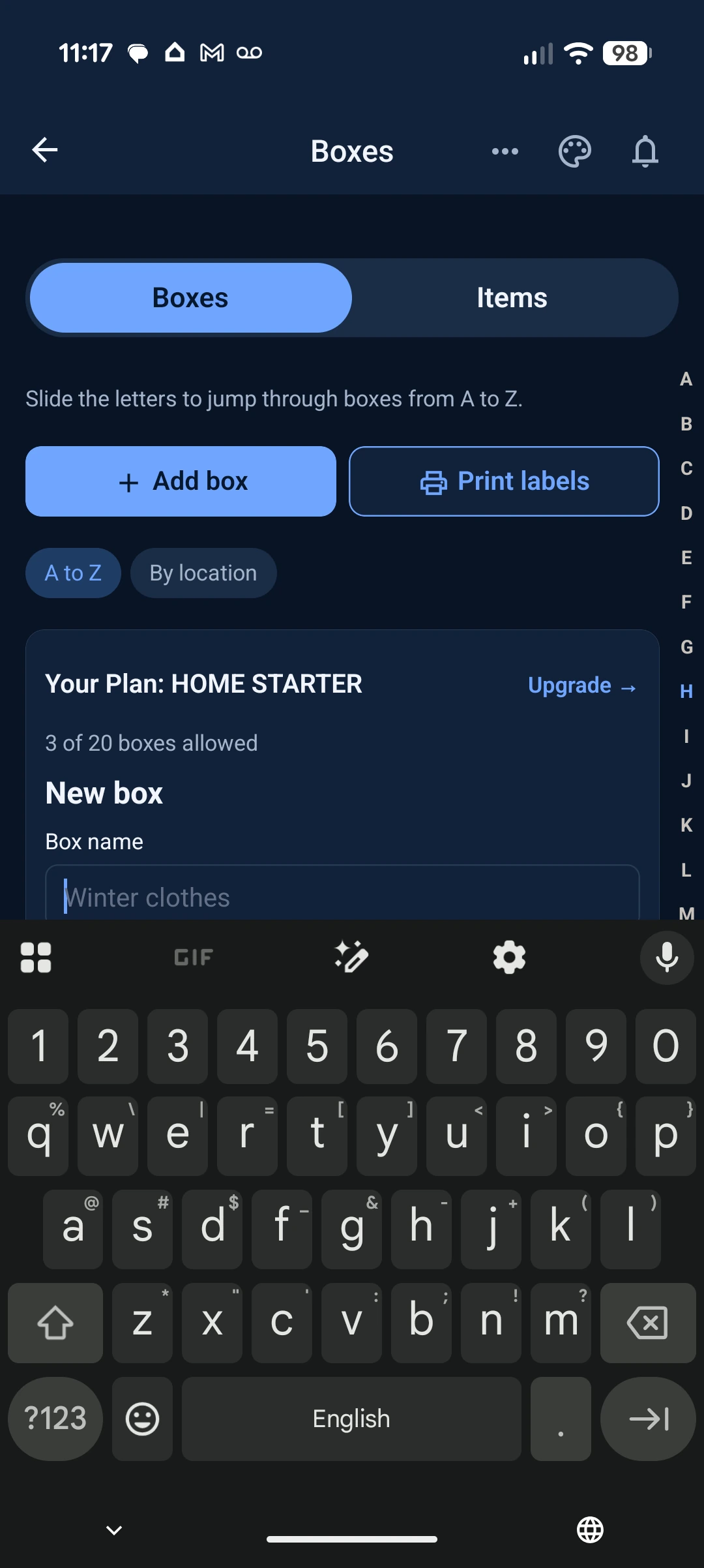 The new-box form