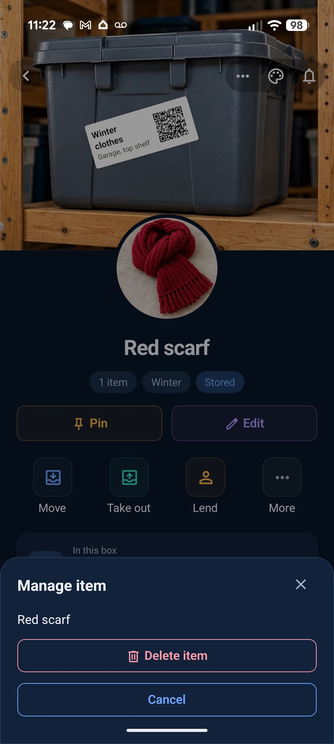 Delete an item
