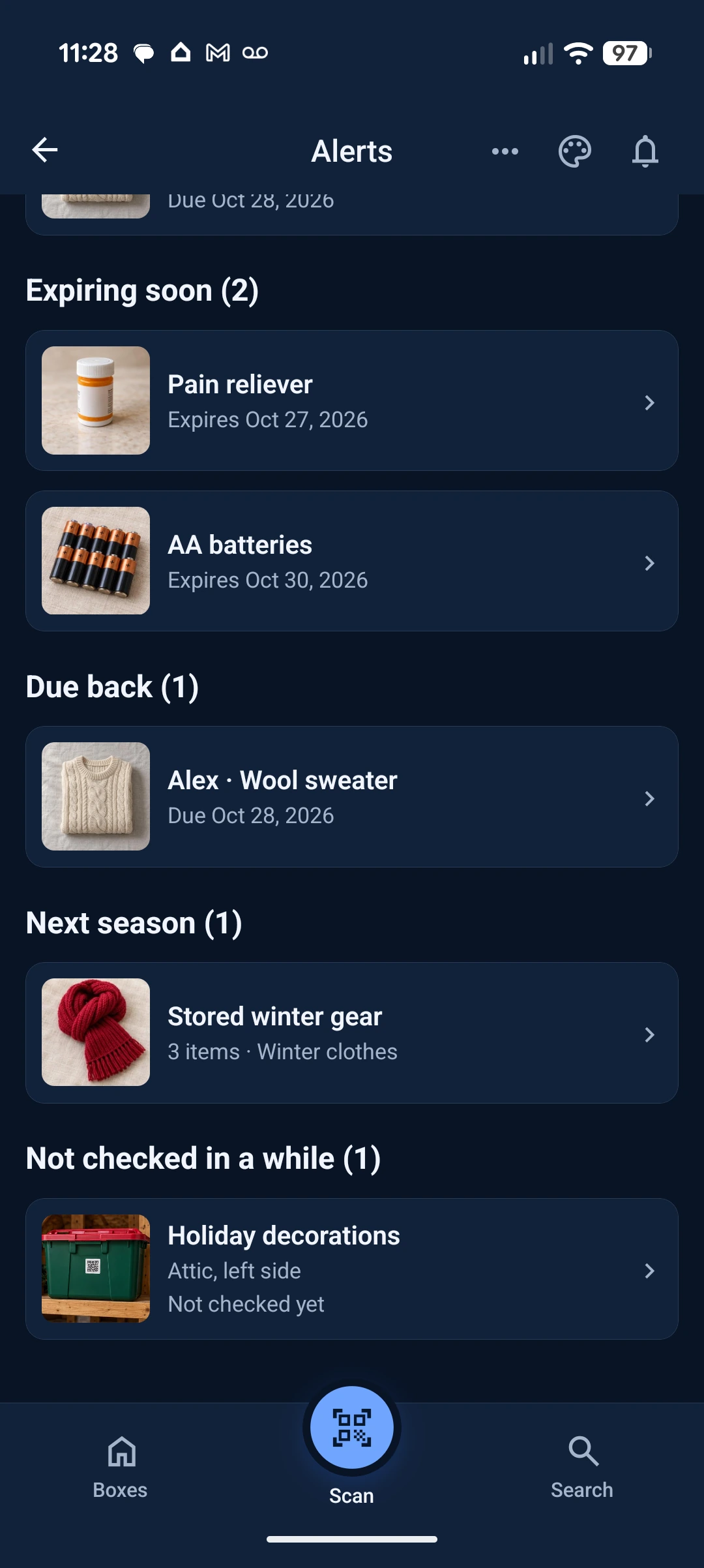 More of the alerts list