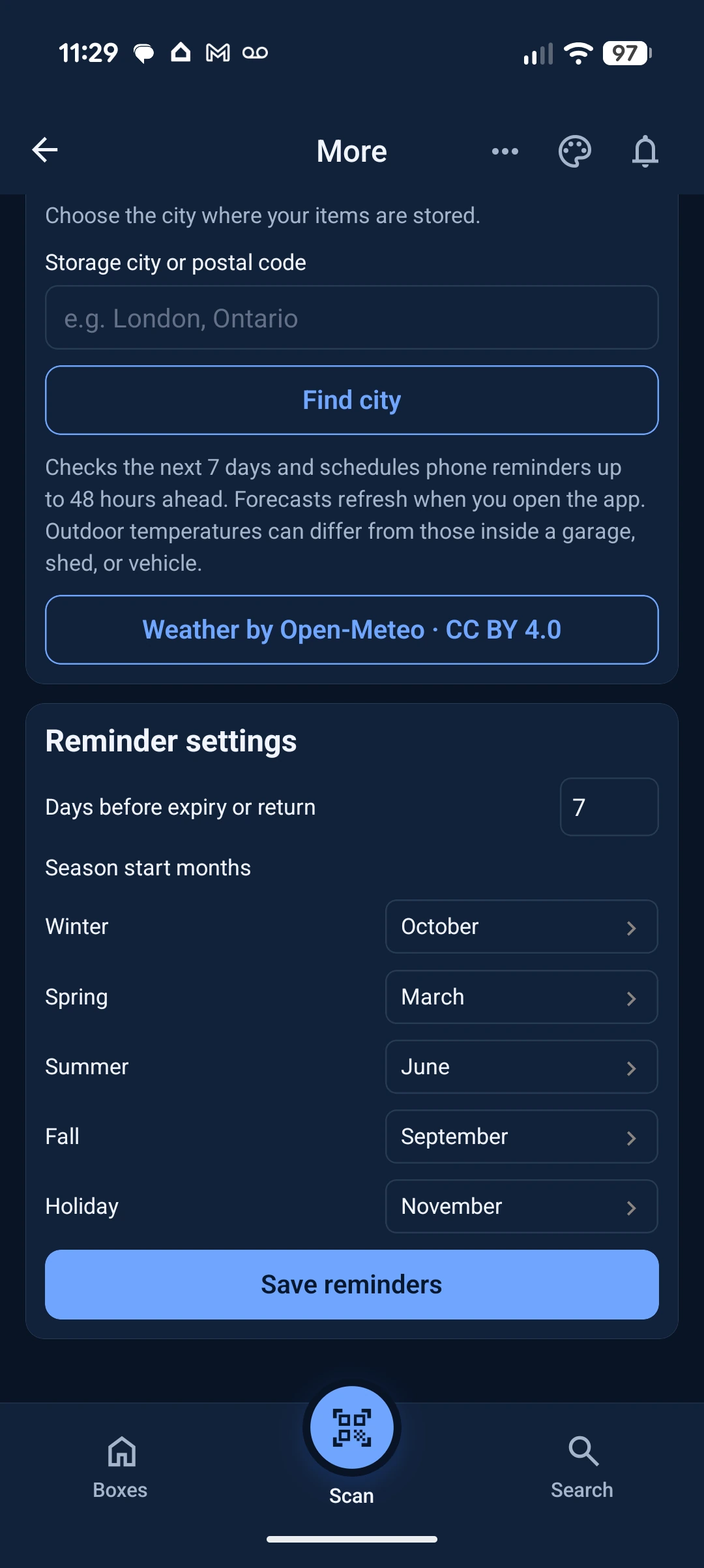 Reminder months and Save reminders