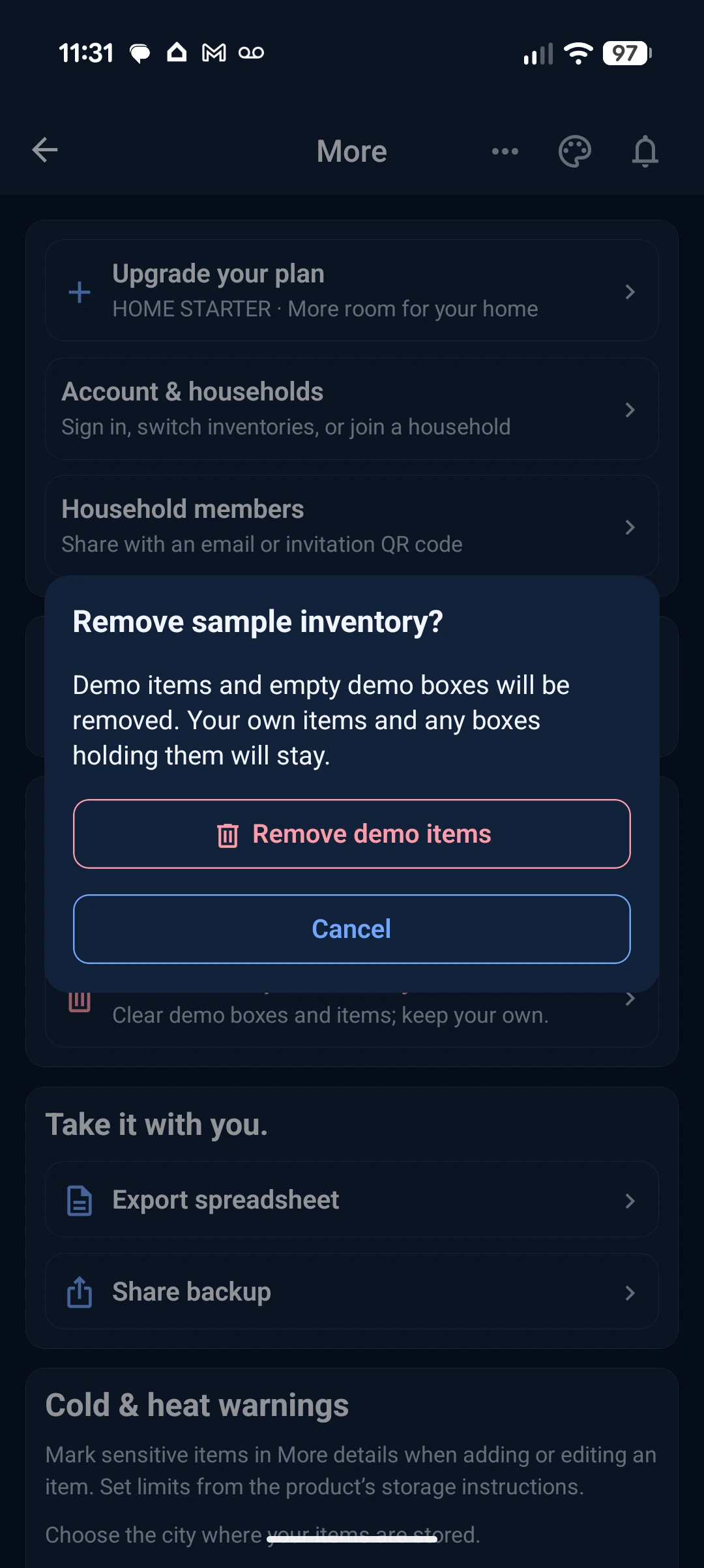 Remove the sample, before you confirm